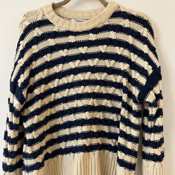 Madewell Cable Knit Striped Sweater - Picture 2 of 6